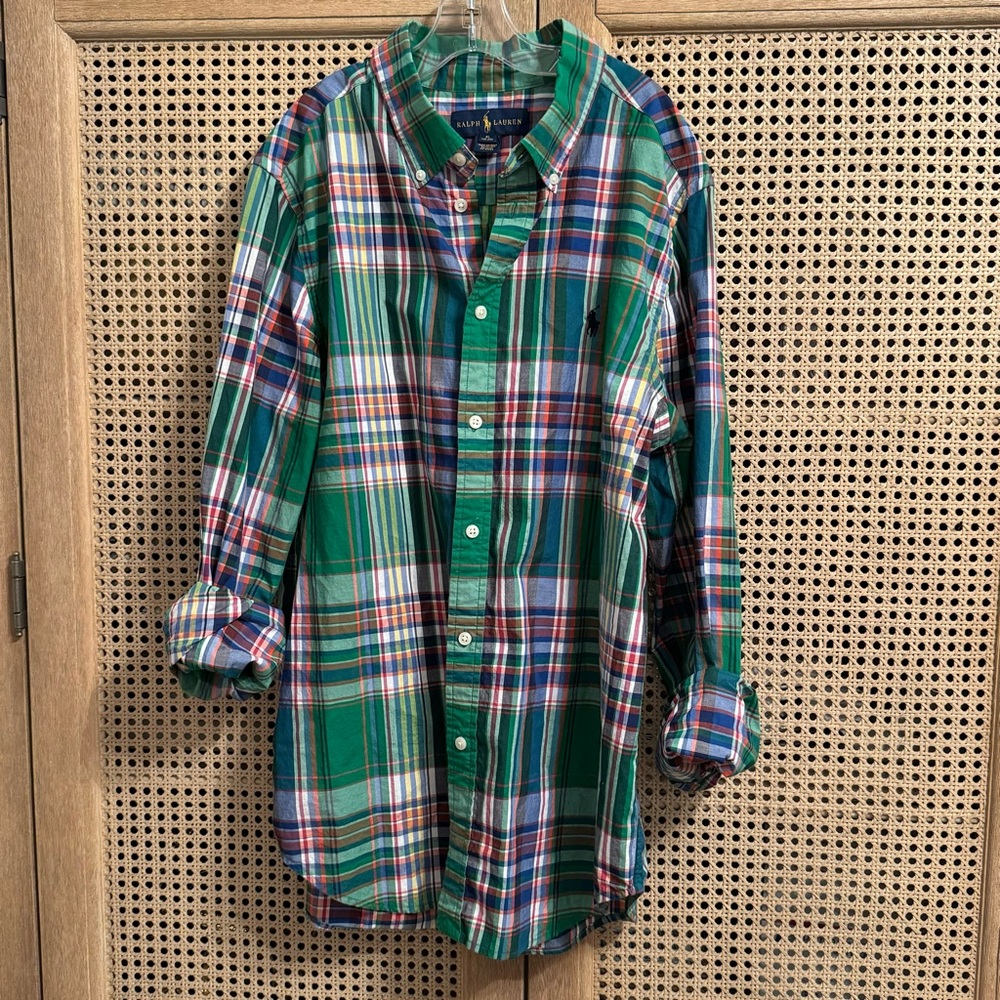 Ralph Lauren Boys Plaid  Long Sleeve Shirt Size XL 18-20